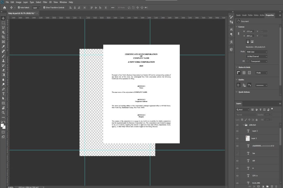 Modèle Word et PDF de certificat de constitution USA New York, version 2 template